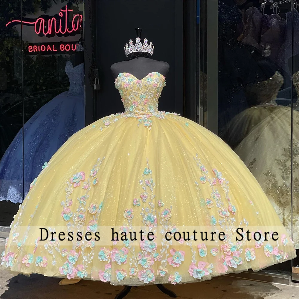 Màu Vàng Sang Trọng Quinceanera Đầm Bóng Đồ Bầu 2023 Đính Hạt Sweet 16 Đầm Cột Dây Sinh Nhật Đầm Đầm Vestido De 15 anos Tùy Chỉnh