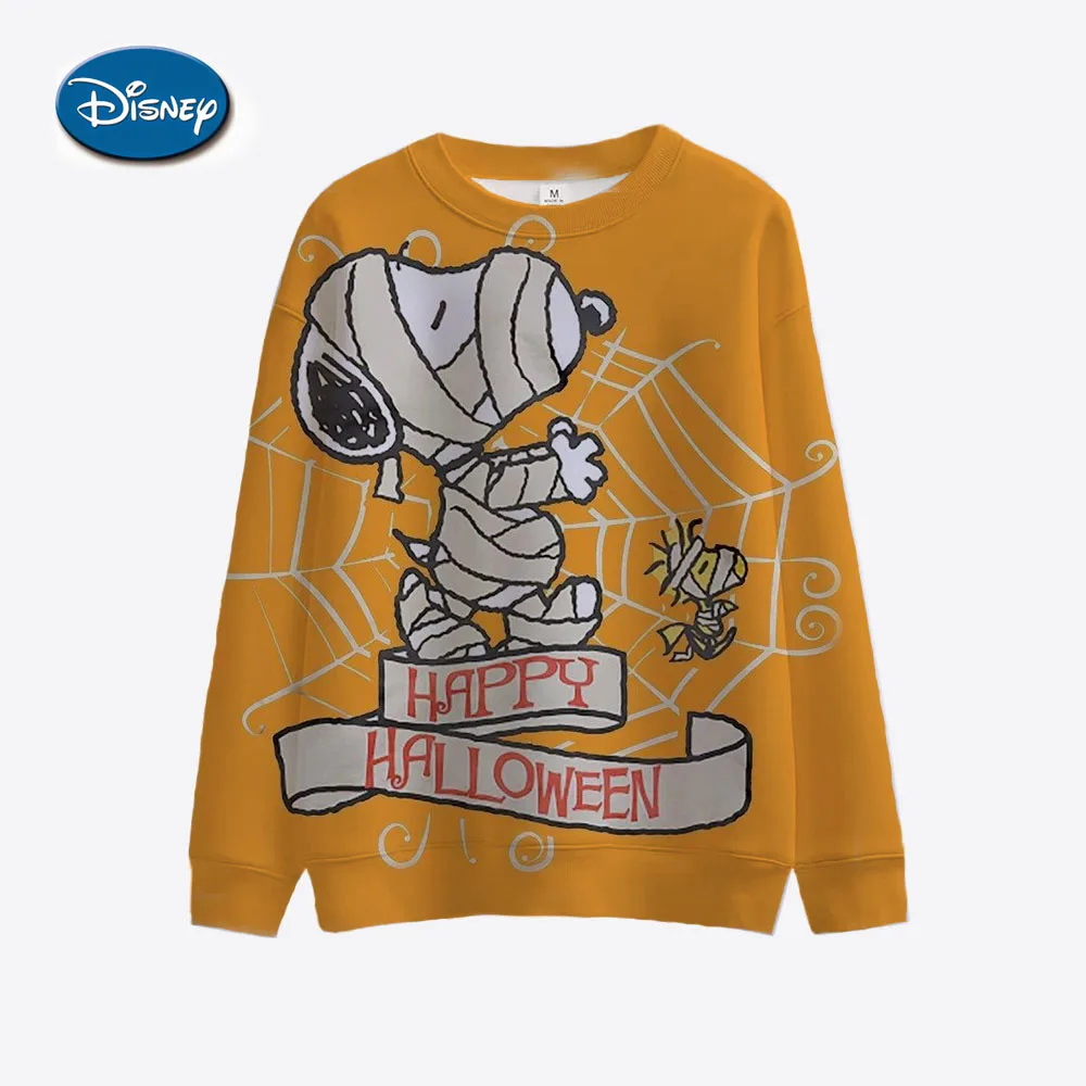 2024 New Cartoon Disney Cute Snoopy print Ladies Sweatshirt Crew Neck Loose Pullover Autumn Fun Print Long Sleeve Top