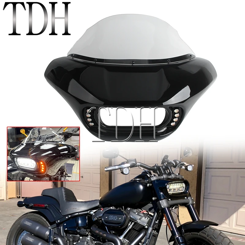 

Motorcycle Headlight Fairing Cover ABS Plastic Headlamp Front Windscreen Turn Signal Light For Harley Softail Fat Bob FXFBS FXFB