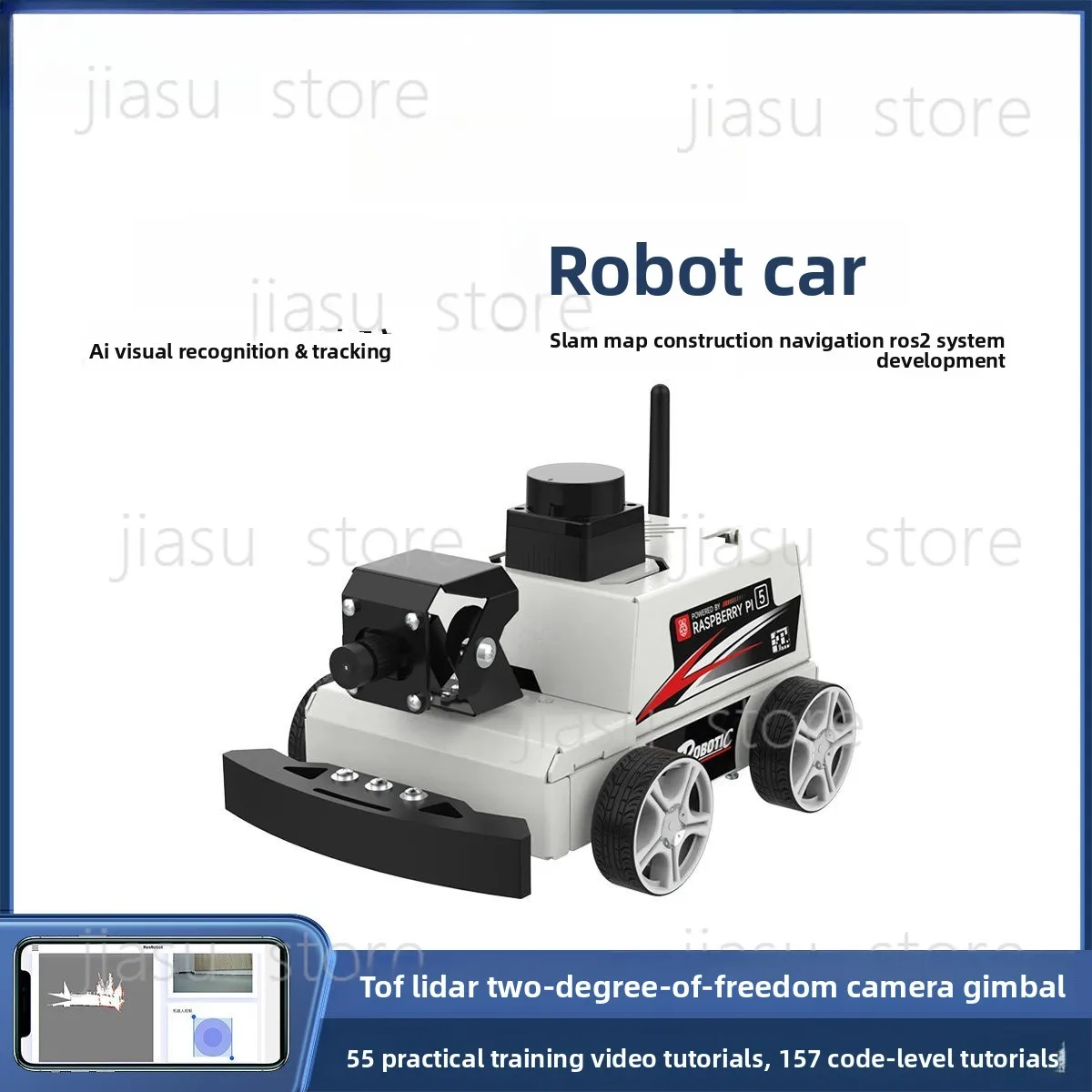 

Robot Car ROS2 LiDAR SLAM Mapping Navigation AI Visual Recognition