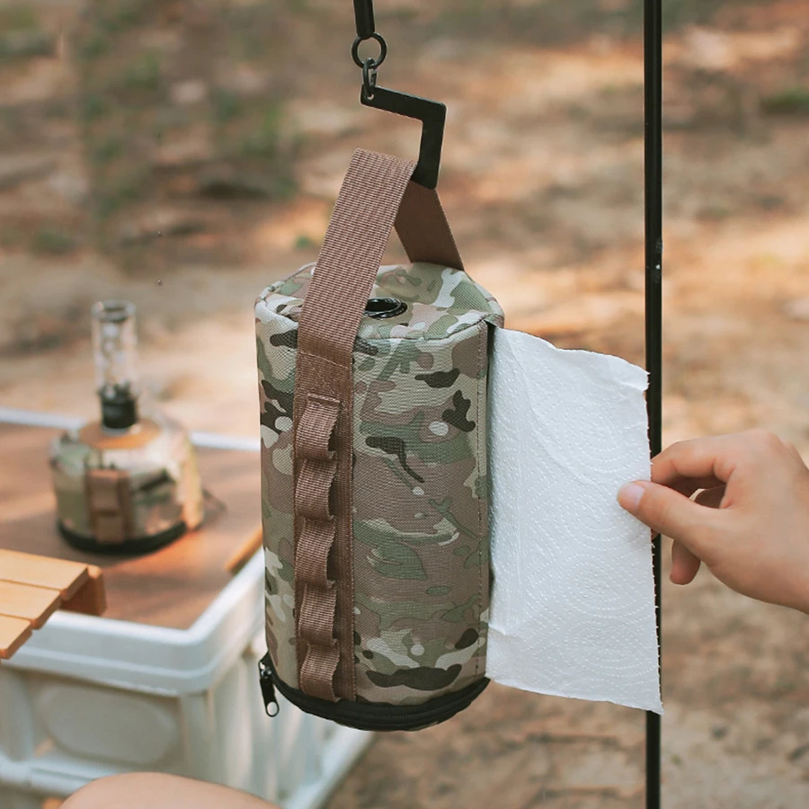 

Outdoor Tissue Case Portable Roll Paper Storage Holder Polyester Waterproof Hanging Napkin Holder for Picnic Camping Hiking