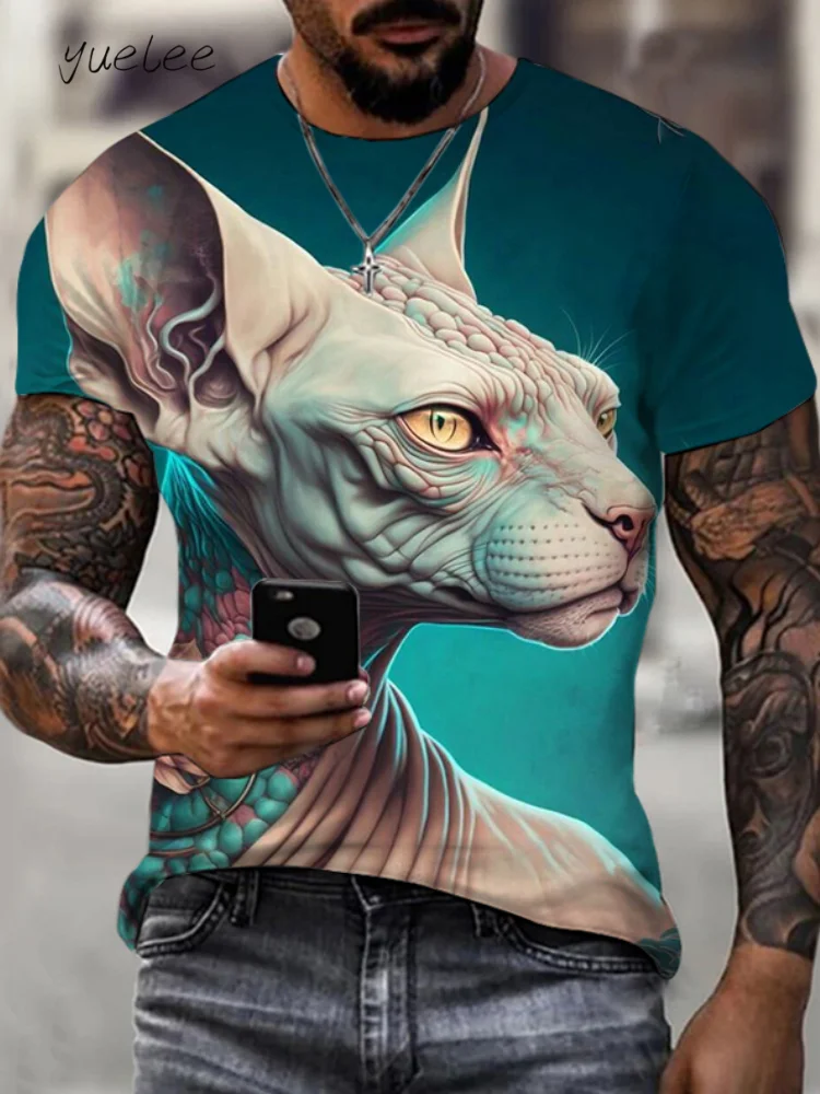 

Модная новая мужская футболка с 3D животными, летняя уличная мужская футболка с короткими рукавами и круглым вырезом, мужская футболка, верхняя мужская одежда большого размера