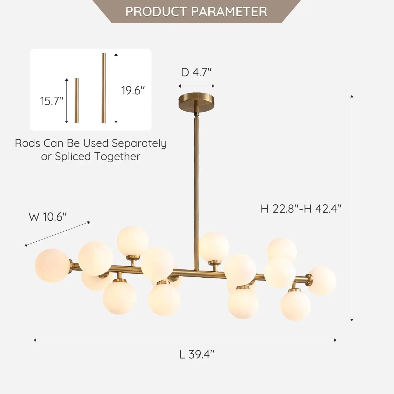 Imagem -04 - Modern Globe Sputnik Chandelier Pendurado Luz de Teto Brass Pendant Fixture Mid Century Lustre sobre Mesa 16-luz