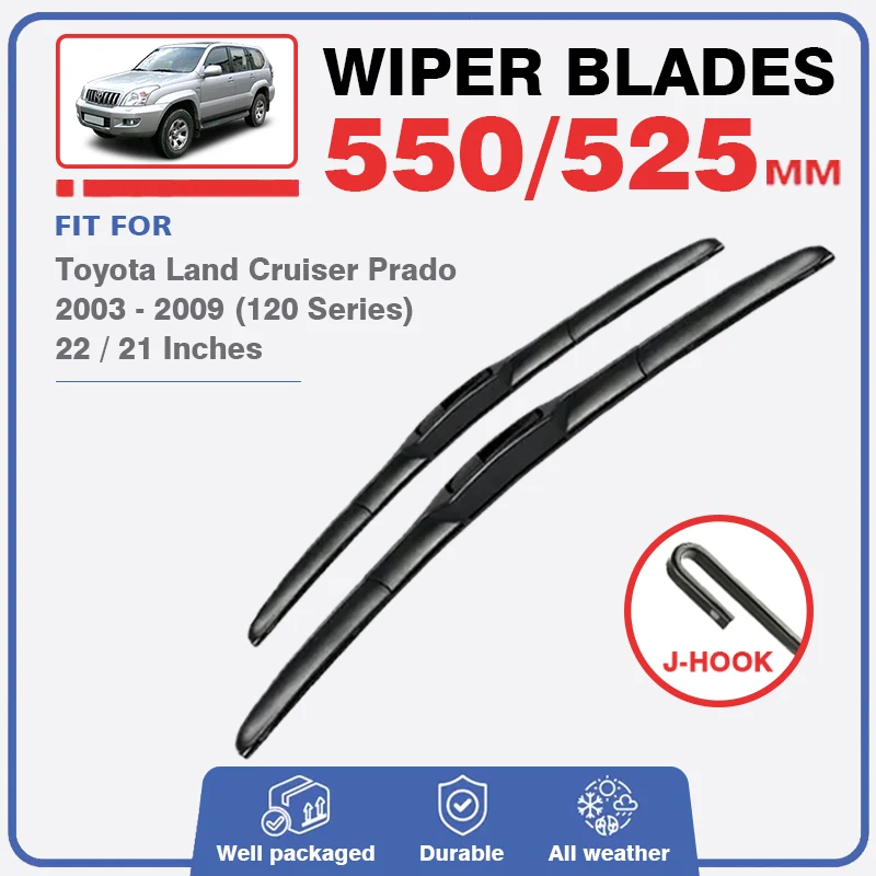 For Toyota Land Cruiser Prado 120 J120 2003 - 2009 Front Wiper Blades Windscreen Window Accessories Parts Windshield Brushes Kit