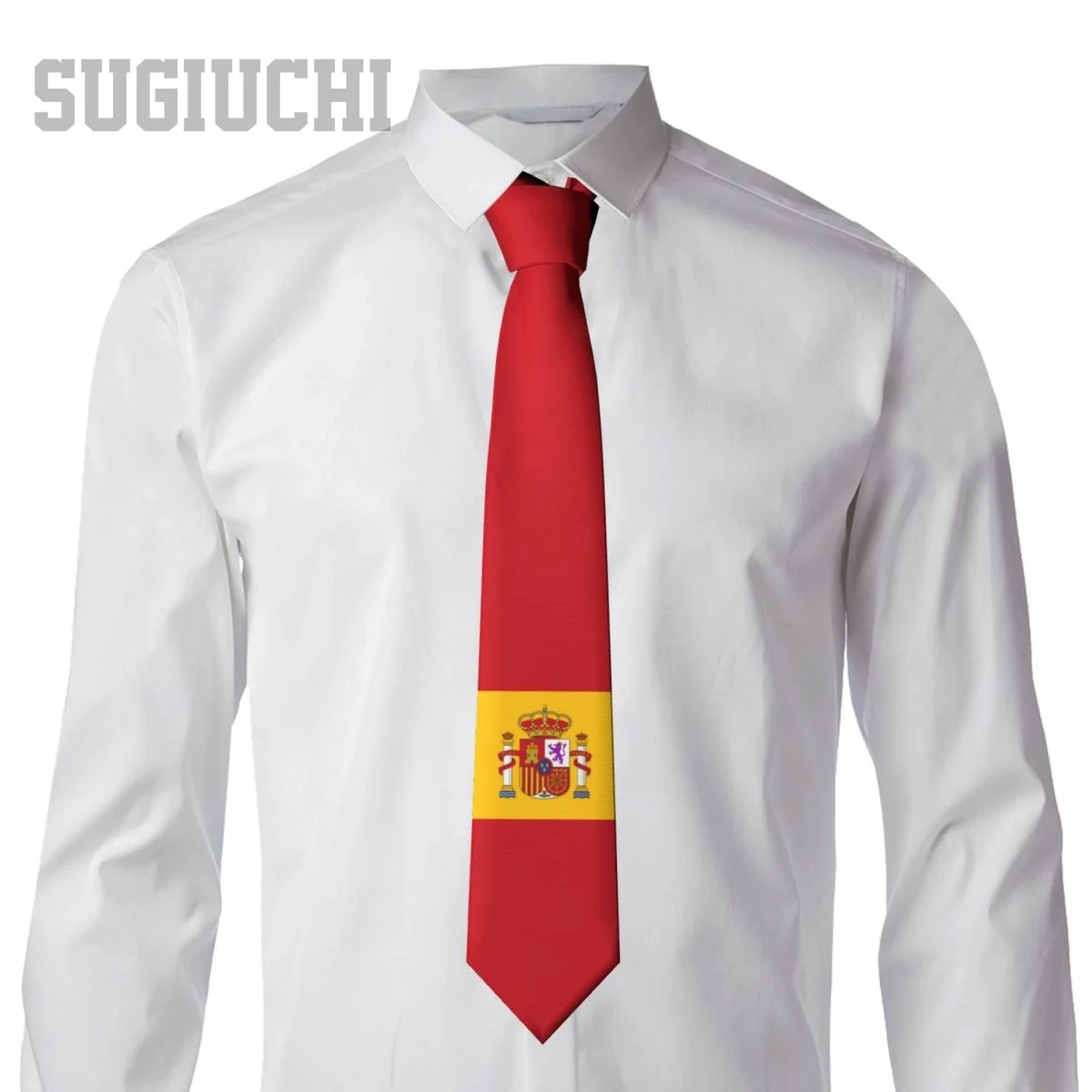 Spain Flag Emblem Men Women Neck Ties Casual Plaid Tie Suits Slim Wedding Party Business Necktie Gravatas