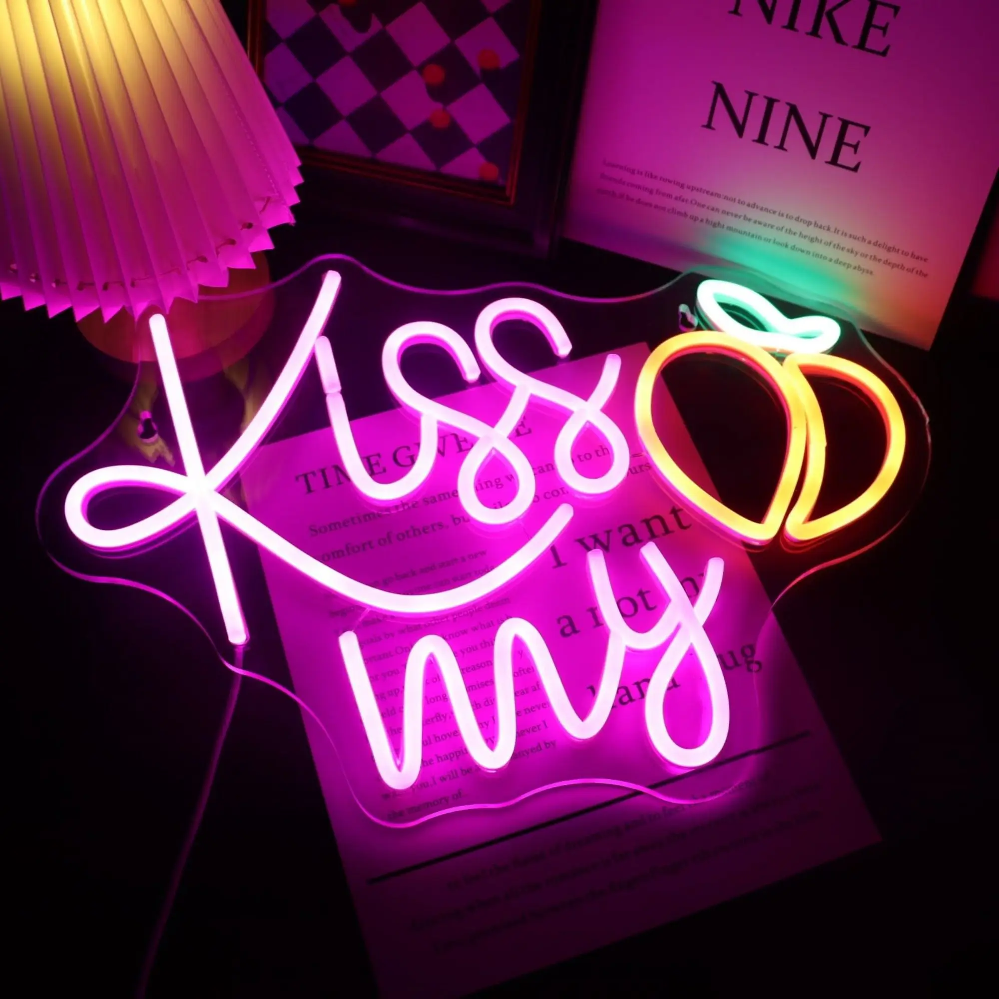 Kiss My LED Neon Sign wedding decor LED Neon Light dimmable for Bedroom Bar Valentines date Bedroom Romantic Decor lover Gifts