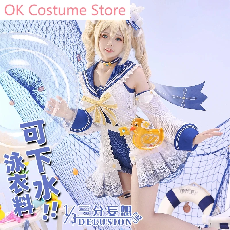 Anime! Genshin Impact Barbara Shining Concerto Swimsuit Sweet Lovely Dress Uniform Cosplay Costume Pool Party Swimwear Women NEW