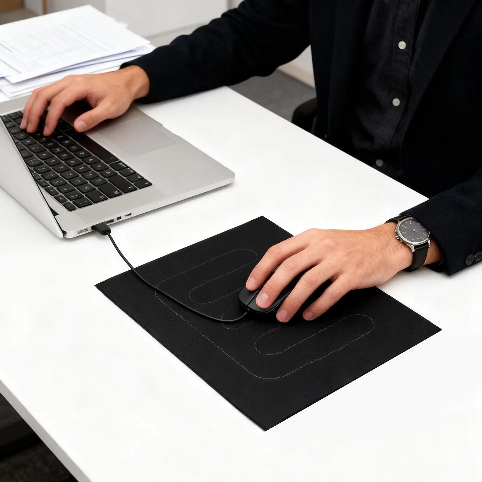 Heated Desk Pad 3-Level Electric Overheat Protection Non-Slip Mat Fast Heating Desk Mouse Pad for Home Dorm Office Study