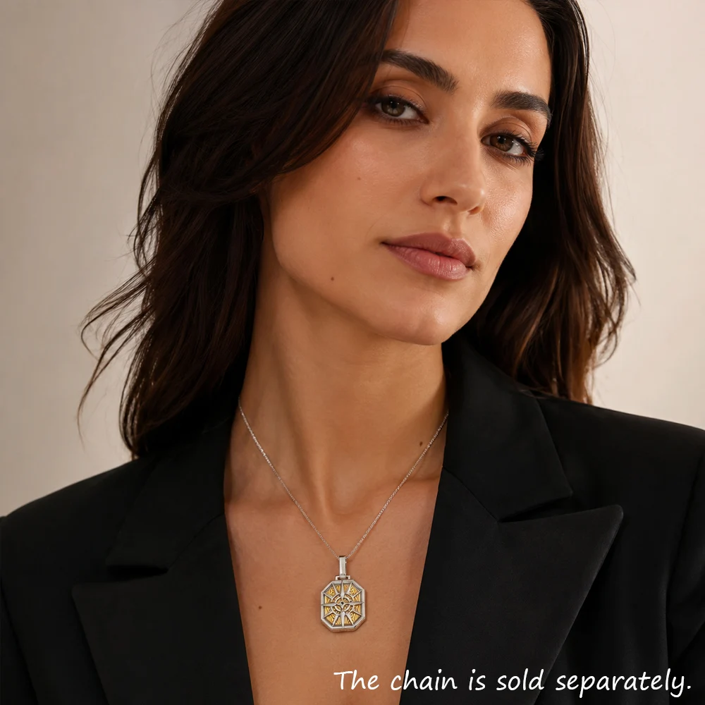 Pendant Life Compass Gold Winter Brand New Fine Jewelry 925 Sterling Silver Dog Tag Gift For Women Men