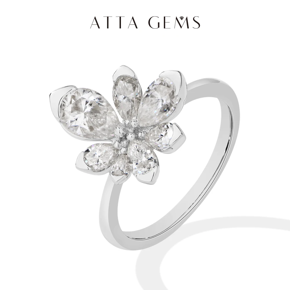 Pear Cut D Color VVS1 Floral Moissanite Ring GRA Certified Pass Diamond Tester Anti Allergy Never Fade S925 Sterling Silver Luxury Fine Jewelry For Women Engagement Wedding Anniversary Birthday Gift