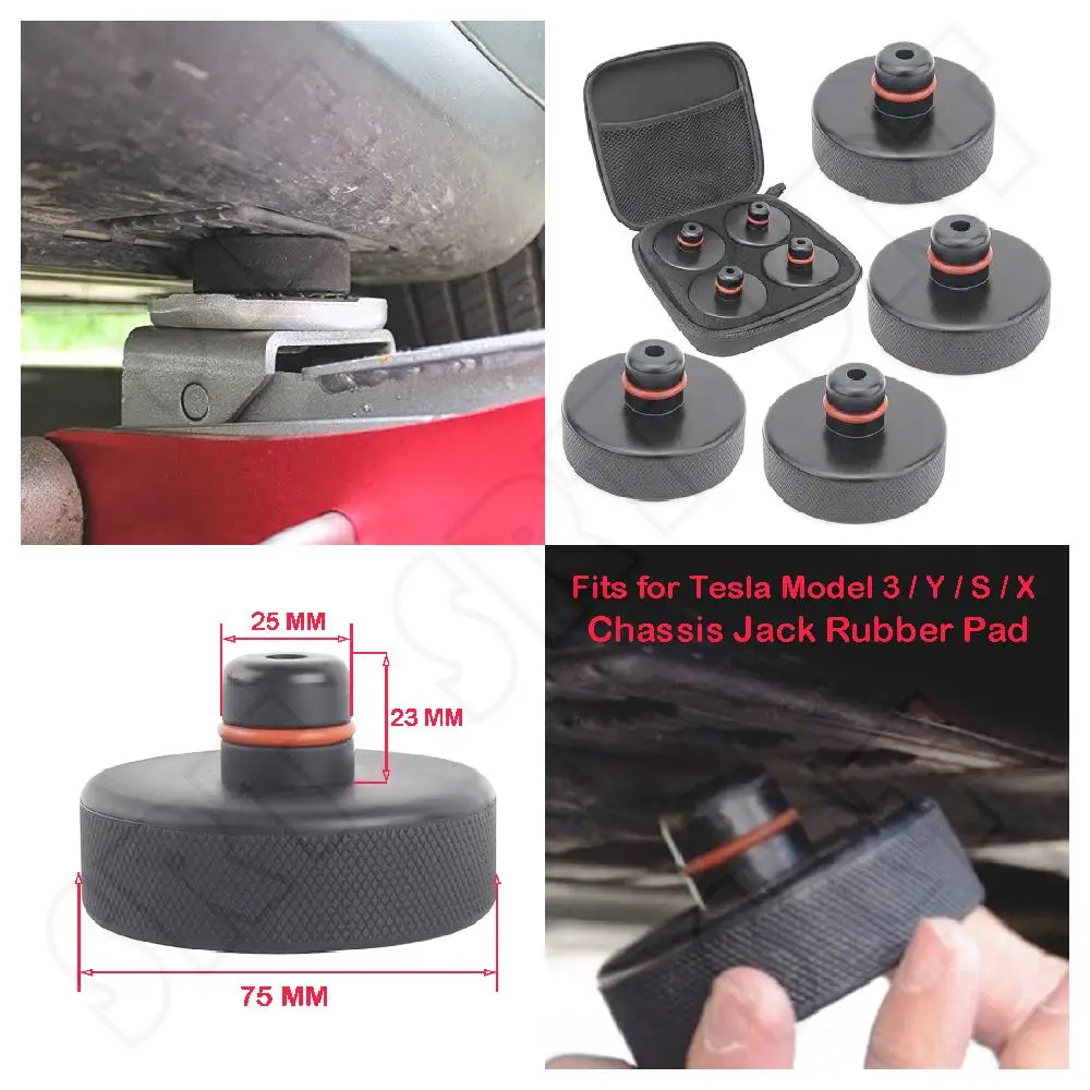 

4PCS Car Jack Rubber Pads Fits for Tesla Model 3 S X Y Model3 ModelY ModelS ModelX Auto Chassis Lifting Protection Sliders