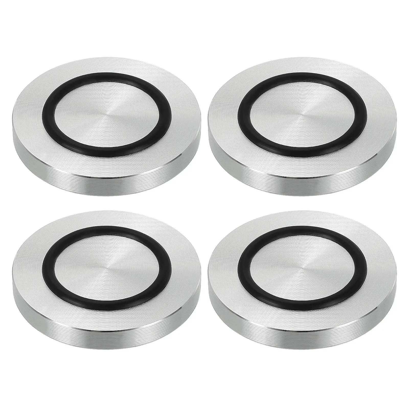 4pcs 40/50/60mm Dia Aluminum Circle Disc Glass Top Adapter M8 Round Table Feet Pad Plate Hardware with Anti-Slip Rubber Ring