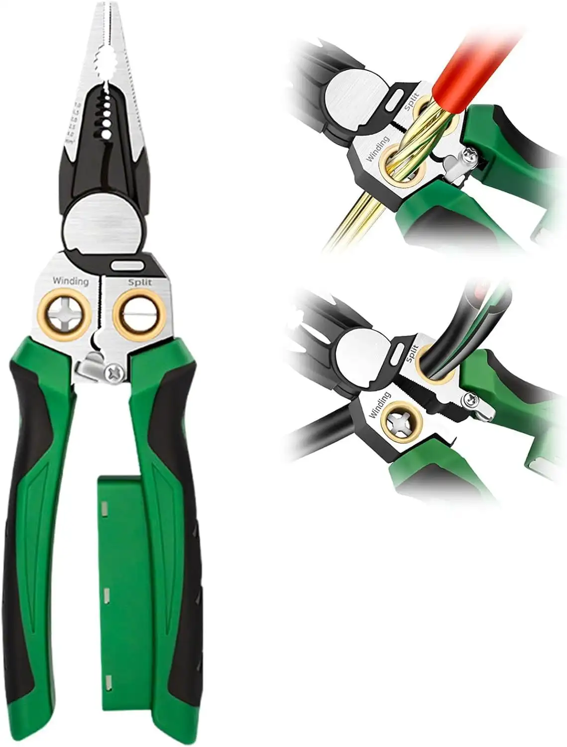 8-in-1 Wire Stripper with Voltage Tester, Multifunction Electrician Pliers for Cutting, Stripping, Crimping & 12-250V AC/DC Live Wire Detection - Professional Electrical Tool for Home, Car, HVAC