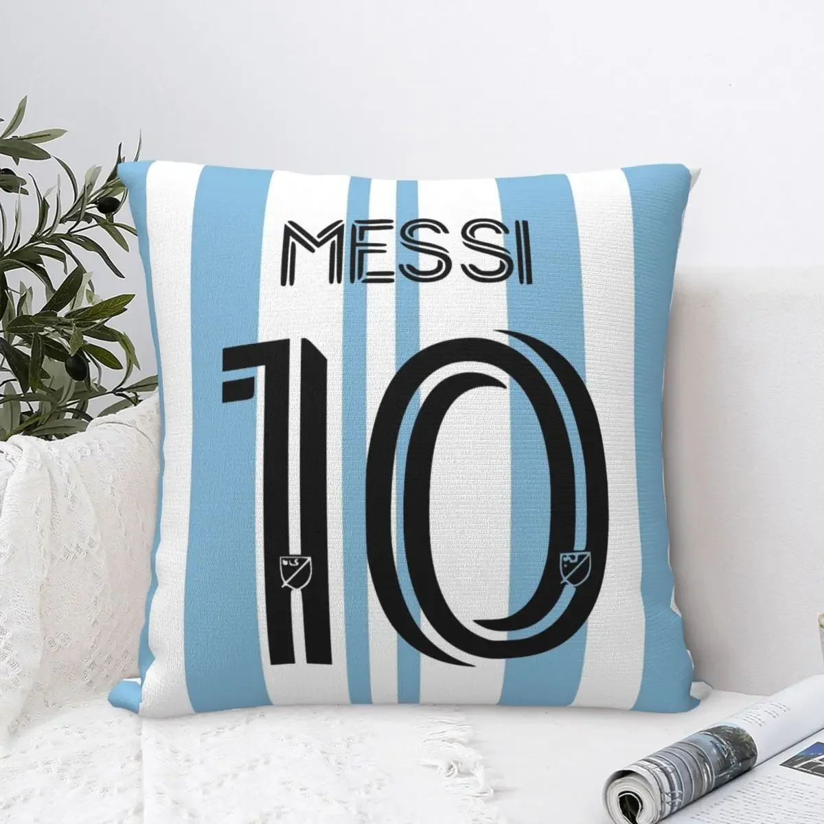 Messi Number 10 Pillow Covers Polyester Room Football Cushion Case Funny Decor Pillow Cover 40*40