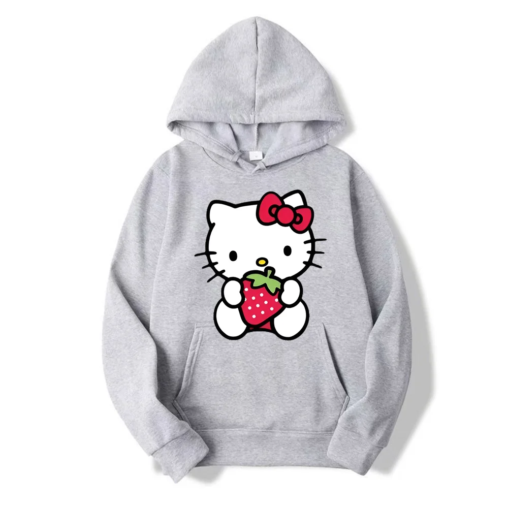 Women\'s Zipper Hoodie Autumn and Winter New Cute Kawaii Sanrio Hello Kitty Pattern Sweatshirt 2024 Streetwear Women\'s Clothing