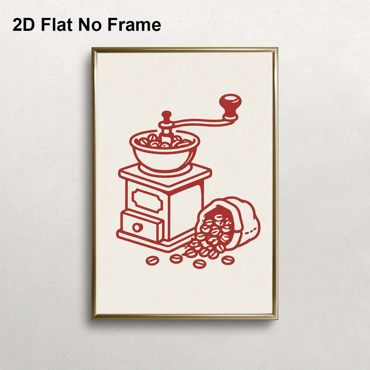 2D Flat, 1pc Frameless Coffee Grinder & Beans Poster - Modern Minimalist Retro Suitable for / Wall Decor, Coffee-Themed Art P
