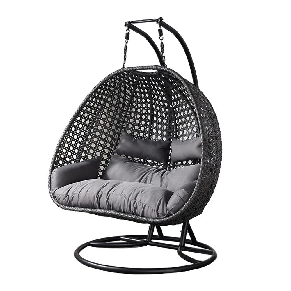 Modern Rattan Hanging Egg Chair With Stand Patio Swings Rocking Basket Hammock Chair Balcony Courtyard Garden Outdoor Furniture