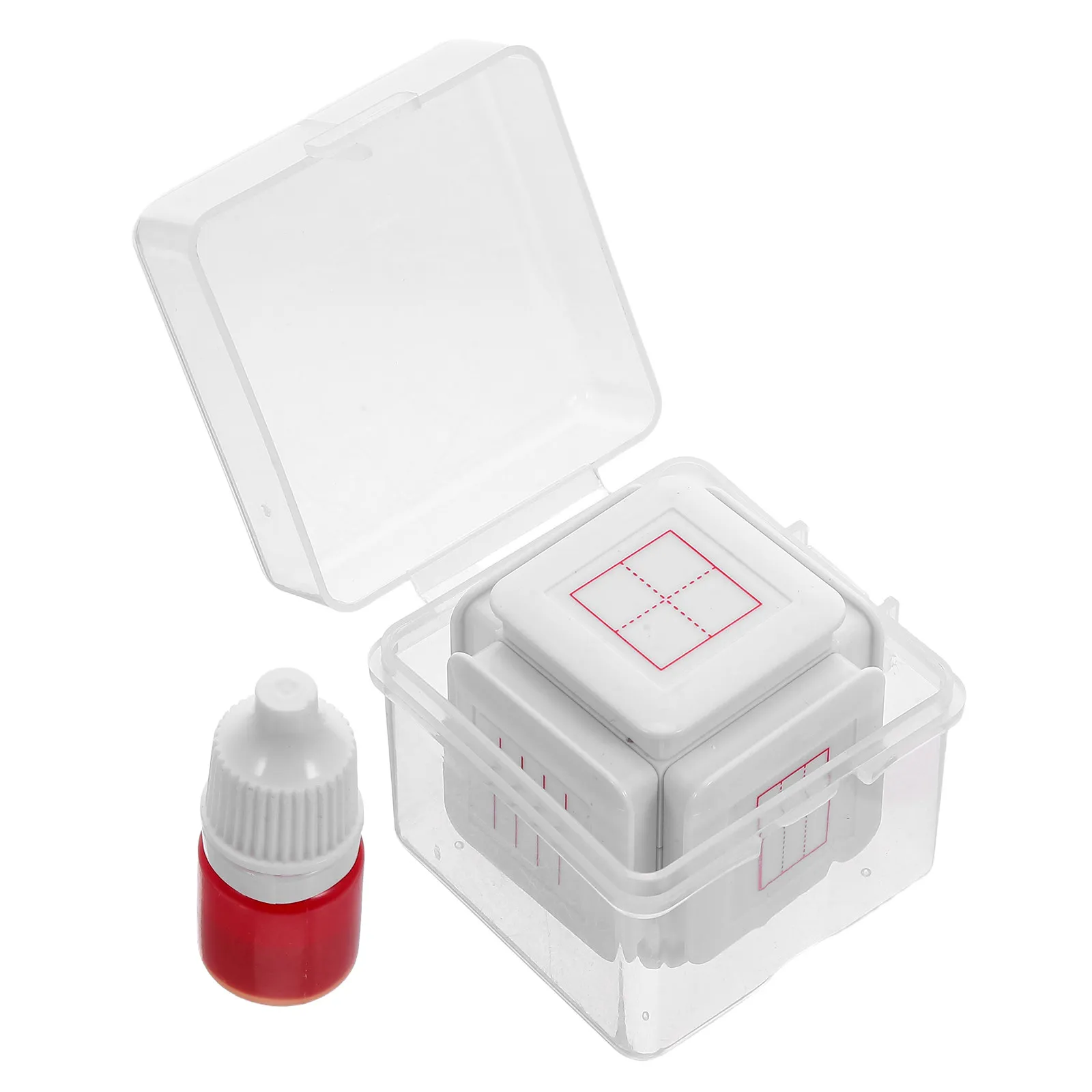 Self Inking Six Sided Stamp Set with Grid Line Clock Pinyin English Templates Classroom Writing Practice Tool for Preschool and