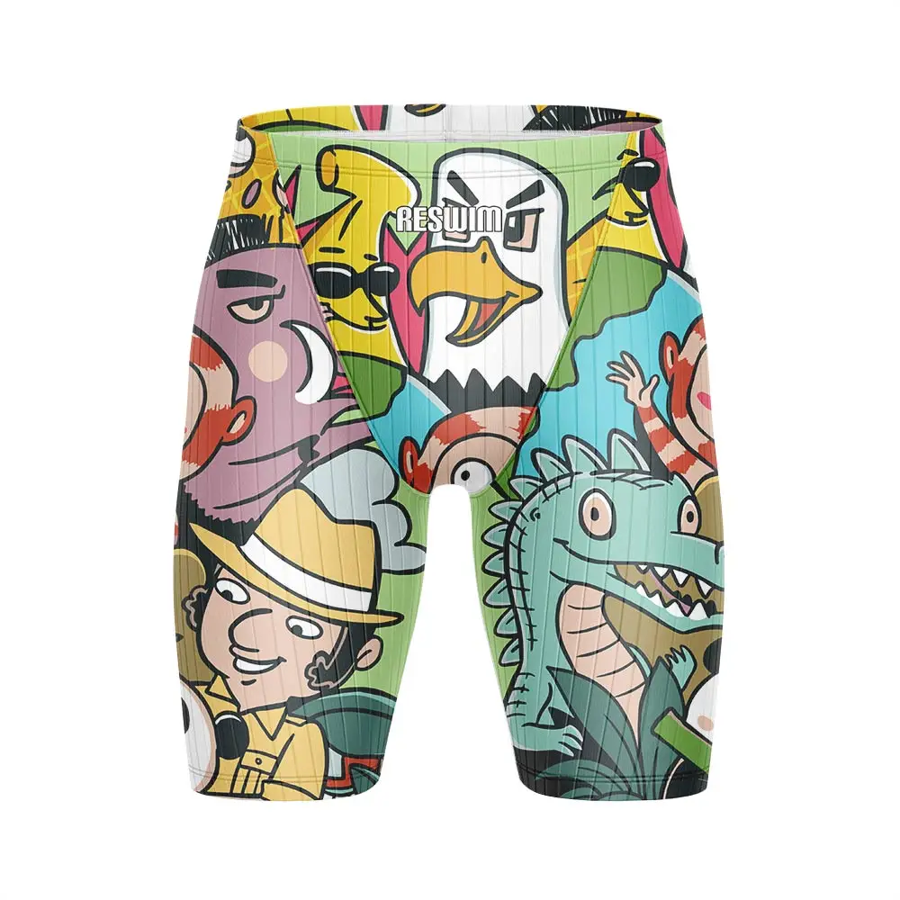 2026 Summer Funny Swim Jammer Shorts Men's Beach Swimming Trunks Endurance Athletic Training Swimsuit Swimwear Tight Surf Shorts