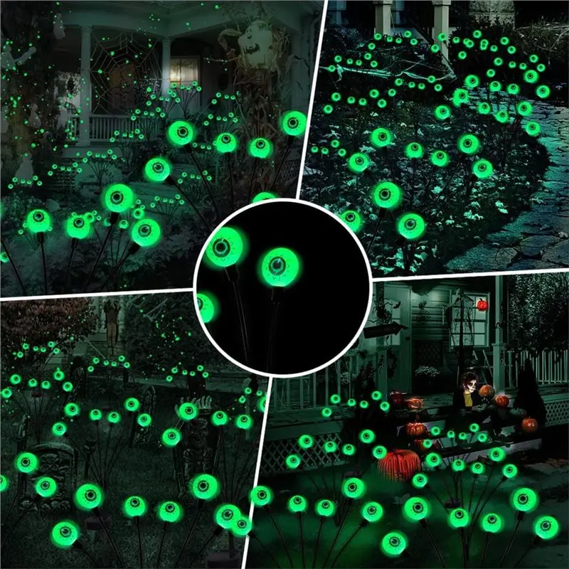 Year-Round Sale Eyeball Swaying Firefly Lights 10 LED Outdoor Solar Scary Light, Waterproof Design For Garden Path Illumination