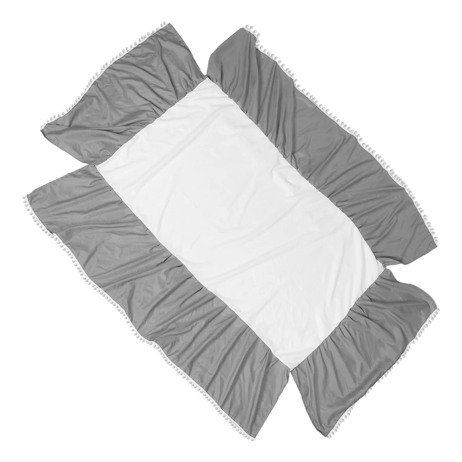 

Cotton Crib Skirt Neutral Elegant Pom Poms Nursery Debris Protection Lightweight Portable Crib Bed Skirts Cover Fabric