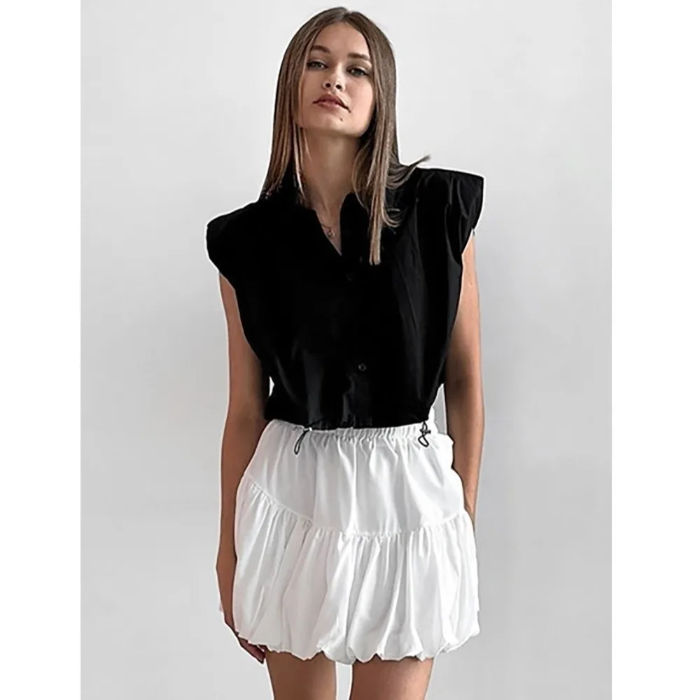Solid Tone High Waist Skirt High Waist Simple Cut Girl Half Skirt Girl Style Short Length Short Bottom Casual Meet