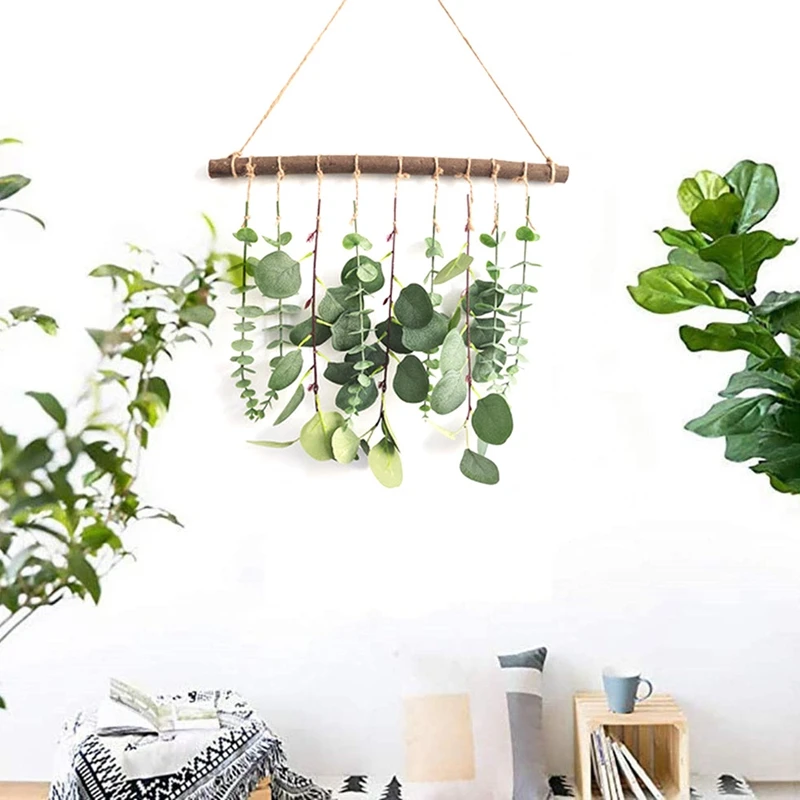 Artificial Eucalyptus Wall Hanging Decor-Fake Eucalyptus Leaves Greenery Farmhouse Rustic Wall Hanging For Wedding