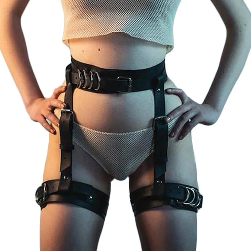 Punk Leather Harness Sexy Thigh Garter Belt Body Bondage Women Waist Sword Belts Adjustable Female Gothic Clothes Suspenders