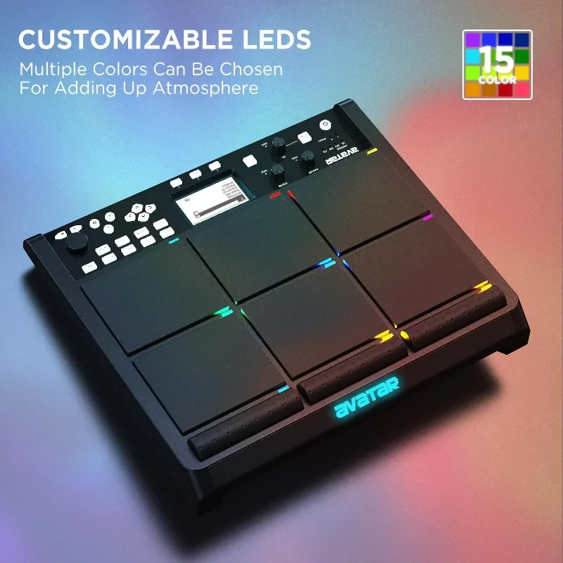 PD708 Sample Pad Percussion And Sampling Instrument With 9 Drum Pads For Live Performance, 1000+ Built-in Sounds, 32 GB Storage