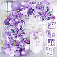 102 pieces of purple butterfly balloon set suitable for birthday party, wedding decoration, graduation decoration, summer outdoo