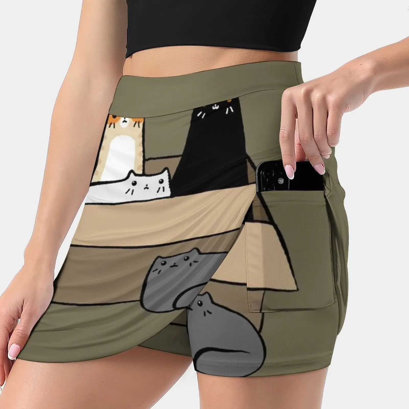 Cats In A Box Women's skirt Aesthetic skirts New Fashion Short Skirts Cat Cats Kitty Kitties Pets Animals Tabby Orange Tabby