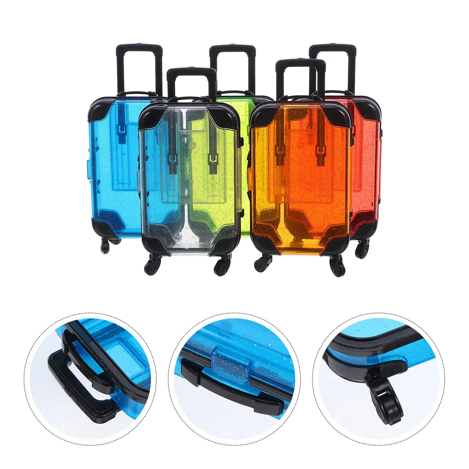 

5Pcs Kids Pretend Play Luggage Children Simulation Suitcase Set Mini Travel Roller Case Lightweight Compact Colorful Play