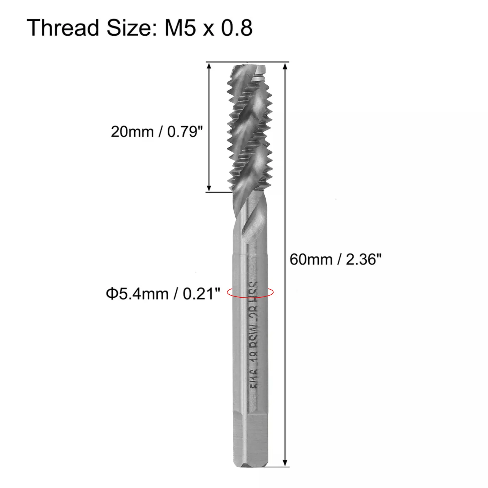 1pcs Spiral Fluted Tap 5/16