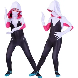 Spider-Man Spider-Gwen duch pająk dziewczyny Cosplay podkoszulek z kapturem kostium na Halloween dla dorosłych i dzieci kostium Spidermana kobieta