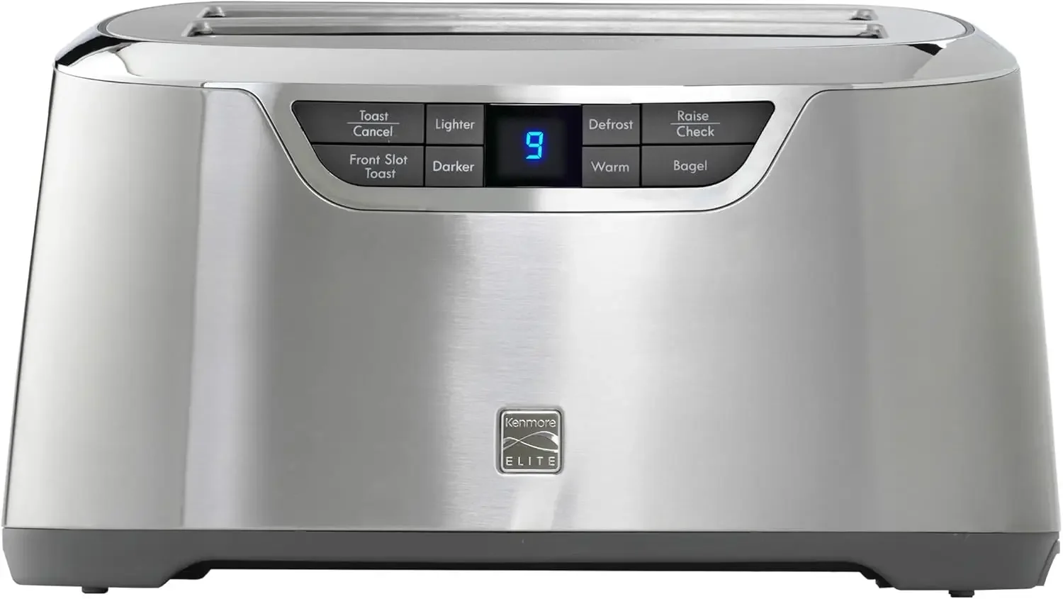 Elite Toaster 4 Slice Long Slot Auto-Lift Stainless Steel Adjustable Browning Defrost Digital Countdown Timer Retractable Cord T