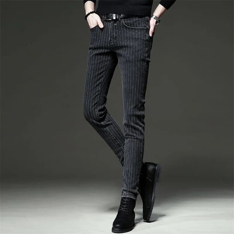 

Spring Summer Classic Fashion Retro Premium Striped Shorts Men Jeans Casual Slim fit Comfort