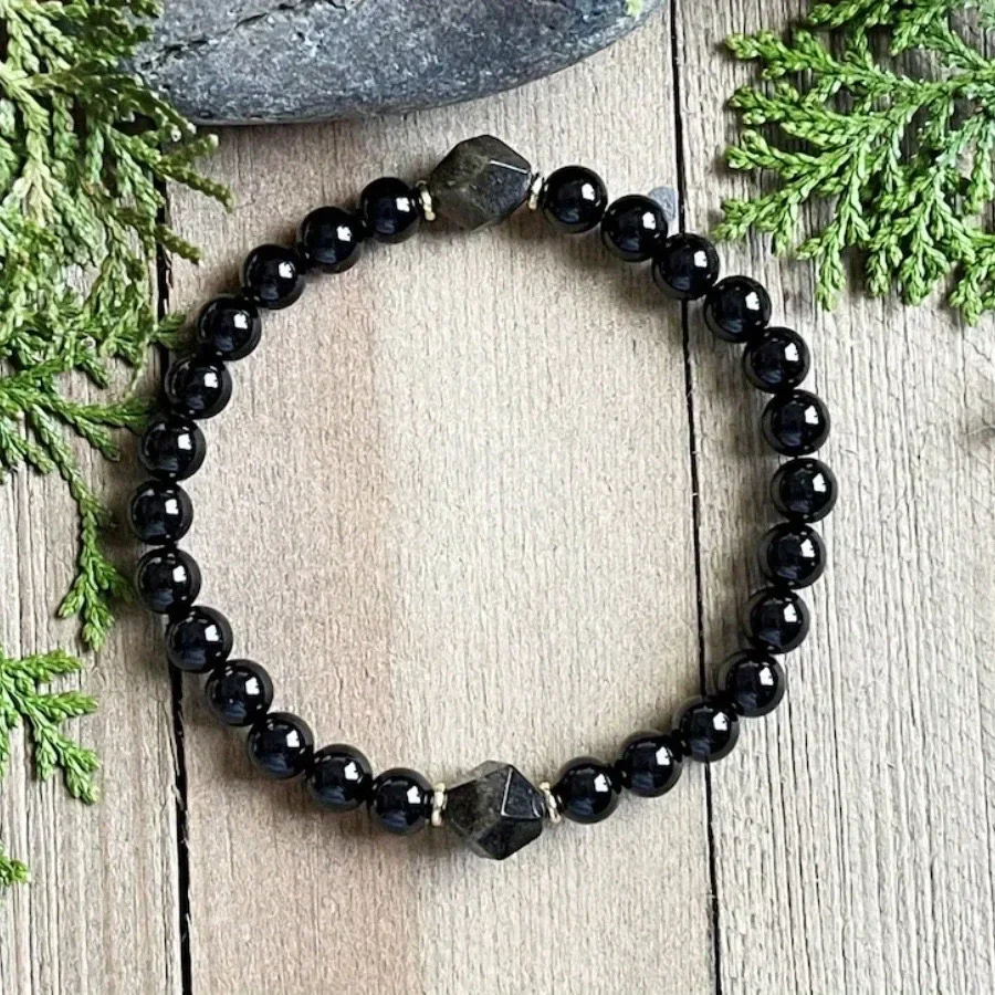 Black Onyx Beaded Bracelet Evil Eye Protection Bracelet Natural Wear Decoration Accessory Yoga Energy Meditation Bracelet view 5