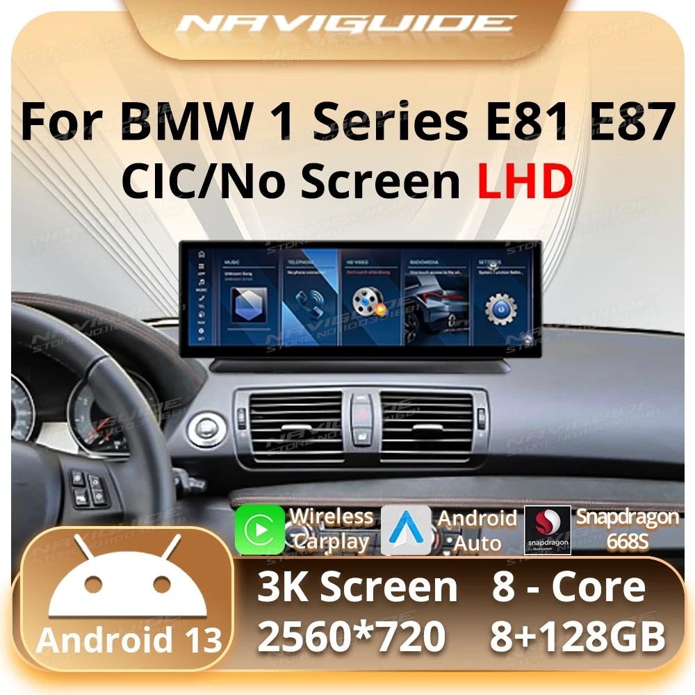 NAVIGUIDE 14.9'' Android 13 Car Radio For BMW 1 Series E81 E82 E87 E88 2004-2012 Wireless Carplay Android Auto Multimedia player