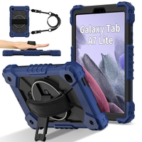 For Samsung Galaxy Tab A7 Lite 8.7 2021 SM-T220 SM-T225 Case Kids Safe Silicon + PC Shoulder Strap Shockproof Stand Tablet Cover
