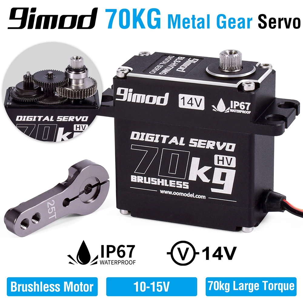 9imod 70KG RC Servo Motor 180°270°360°Waterproof Brushless Metal Gear Steering Servo for Traxxas Scx10 1/8 1/10 RC Car