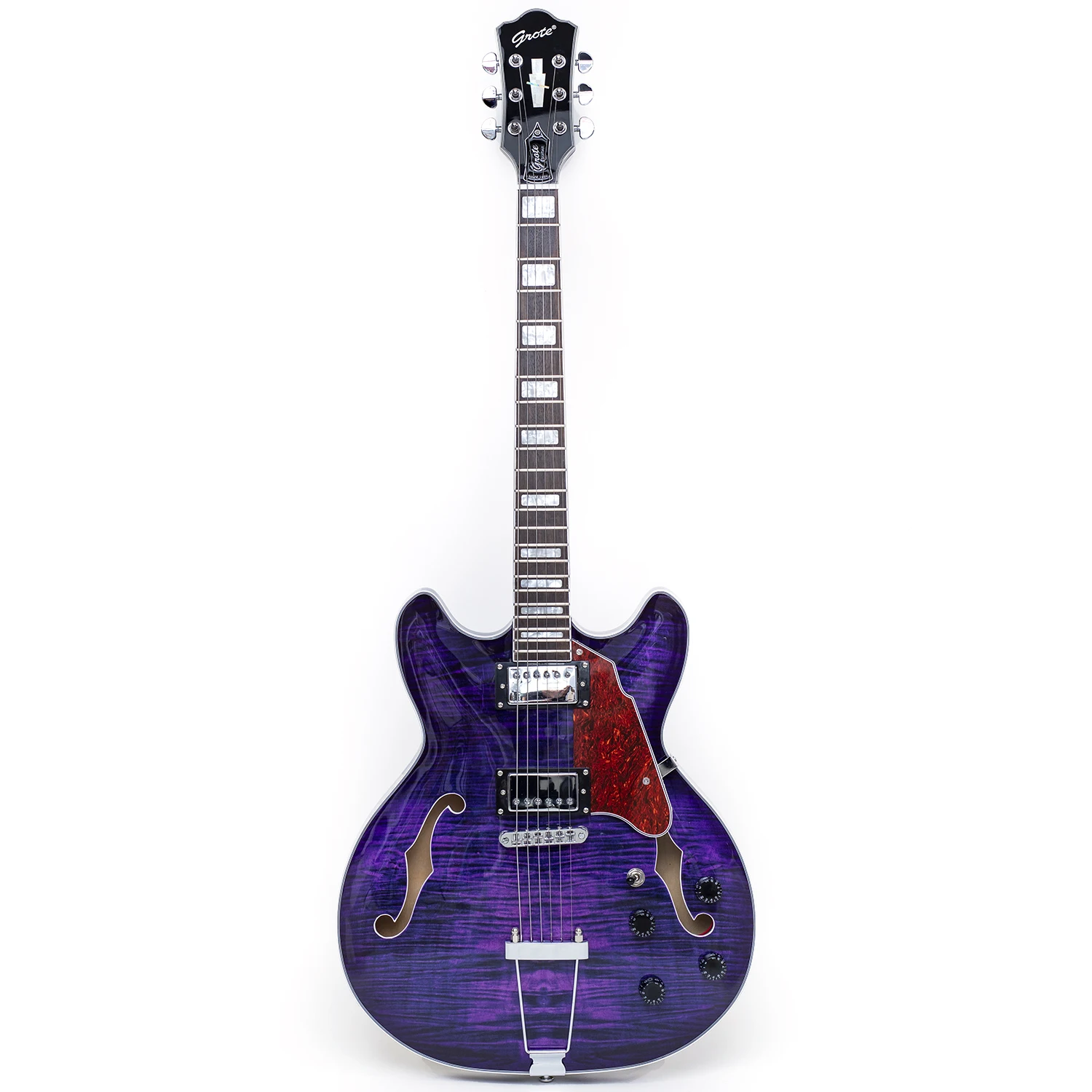 Grote Deep Purple Flame Top Semi Hollow Jazz Electric Guitar