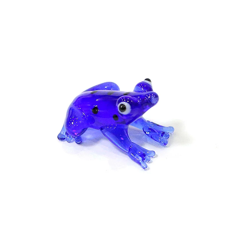 2 Stück Bunte Mini-Glas-Tierfiguren Niedliche Frosch-Miniatur-Statuen Ornamente für Zuhause Tischdekoration Feengarten Bonsai Deko-Zubehör – Detail 30