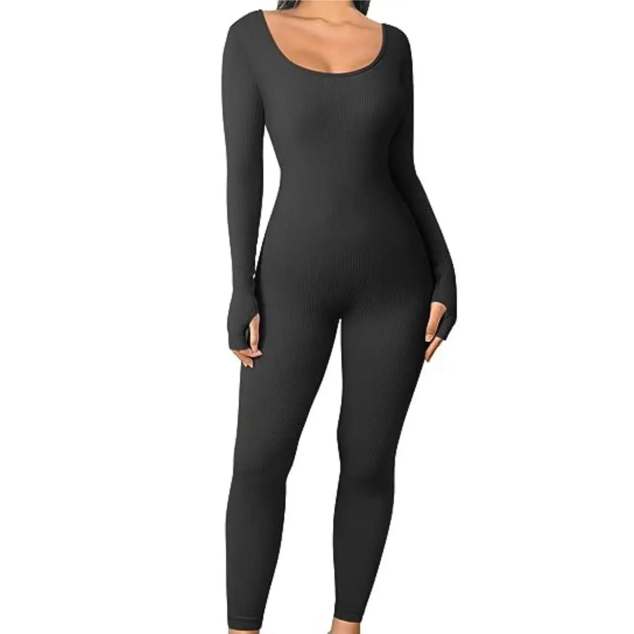 

Women's High-Waist Long-Legged Yoga Jumpsuit Exercise Suit Polyester Fiber Thin Autumn Collection round Ne Jumpsuit