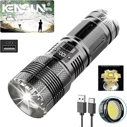 High Power LED Flashlights Long Range Tactical Torch Ultra Bright Lamp Built-in Battery Lantern Outdoor Emergency Spotlight