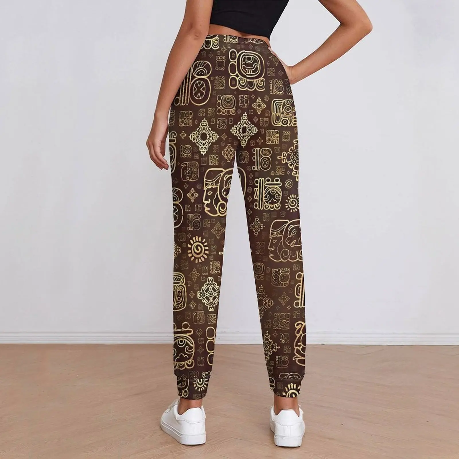 Aztec Art Jogger Pants Female Mayan Glyphs Casual Sweatpants Autumn Graphic Harajuku Oversized Trousers Birthday Gift