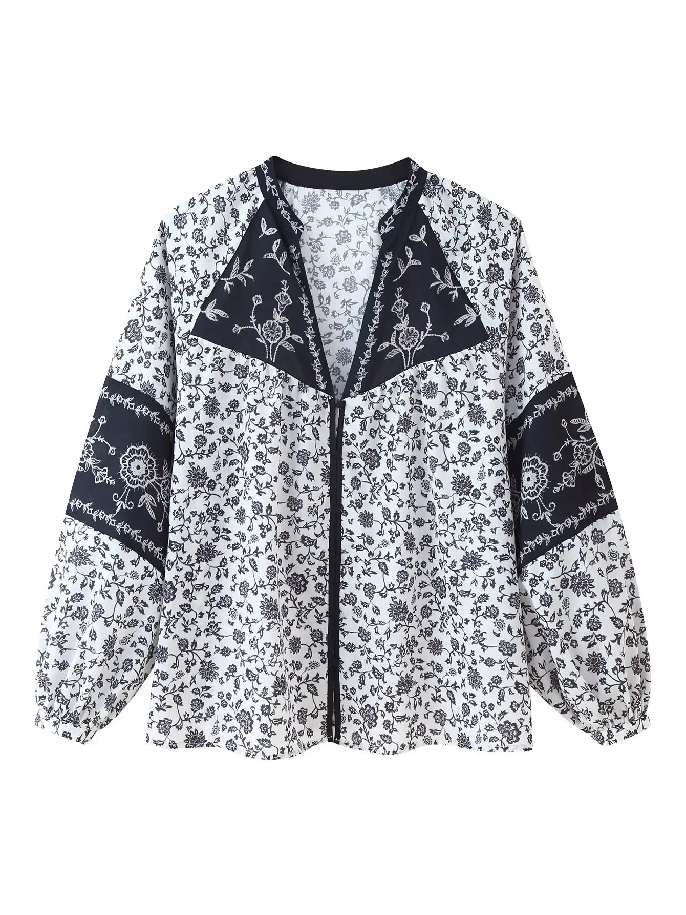 2025 Autumn New Women's Fashion European and American Style Flower Printed Embroidered Beaded Shirt