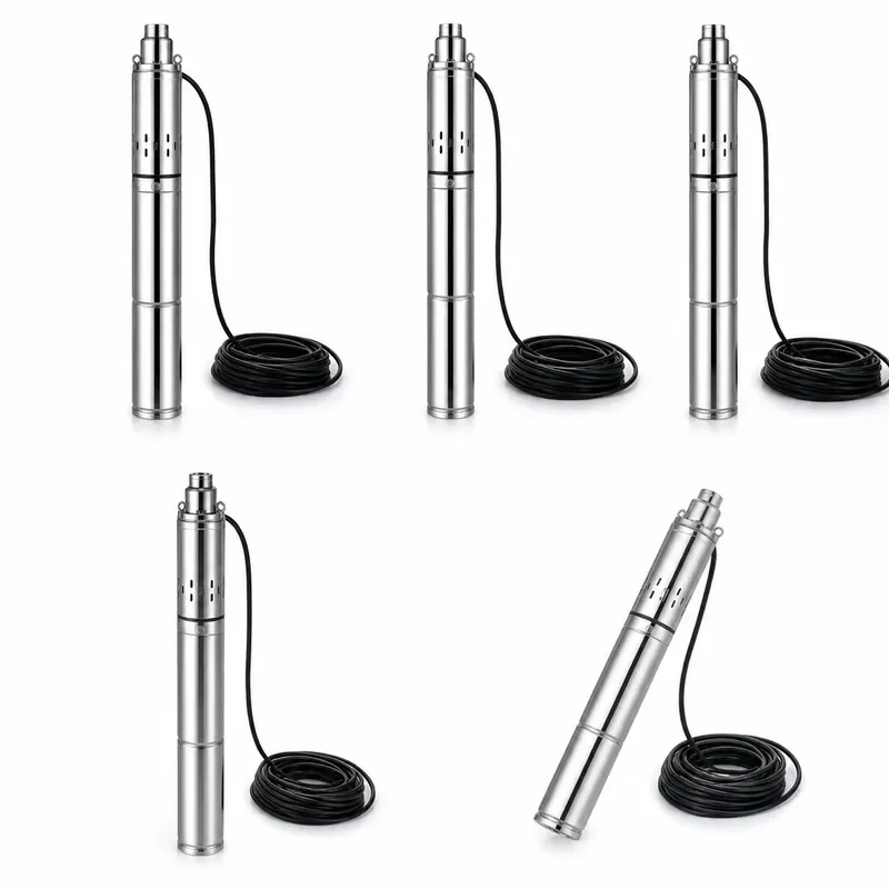 220V Stainless Steel Submersible Deep Well Pump High‑Head Screw Water Pump Solar Compatible For Borehole Farm Irrigation System