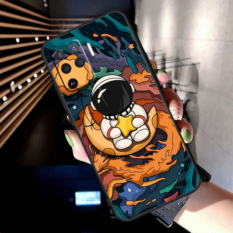 Star Astronaut Cute Case For Oppo A38 A18 A78 A98 A58 A60 A80 A40 A96 A76 A16 A94 A74 A54 A15 A17 A57 A77 A6 Pro