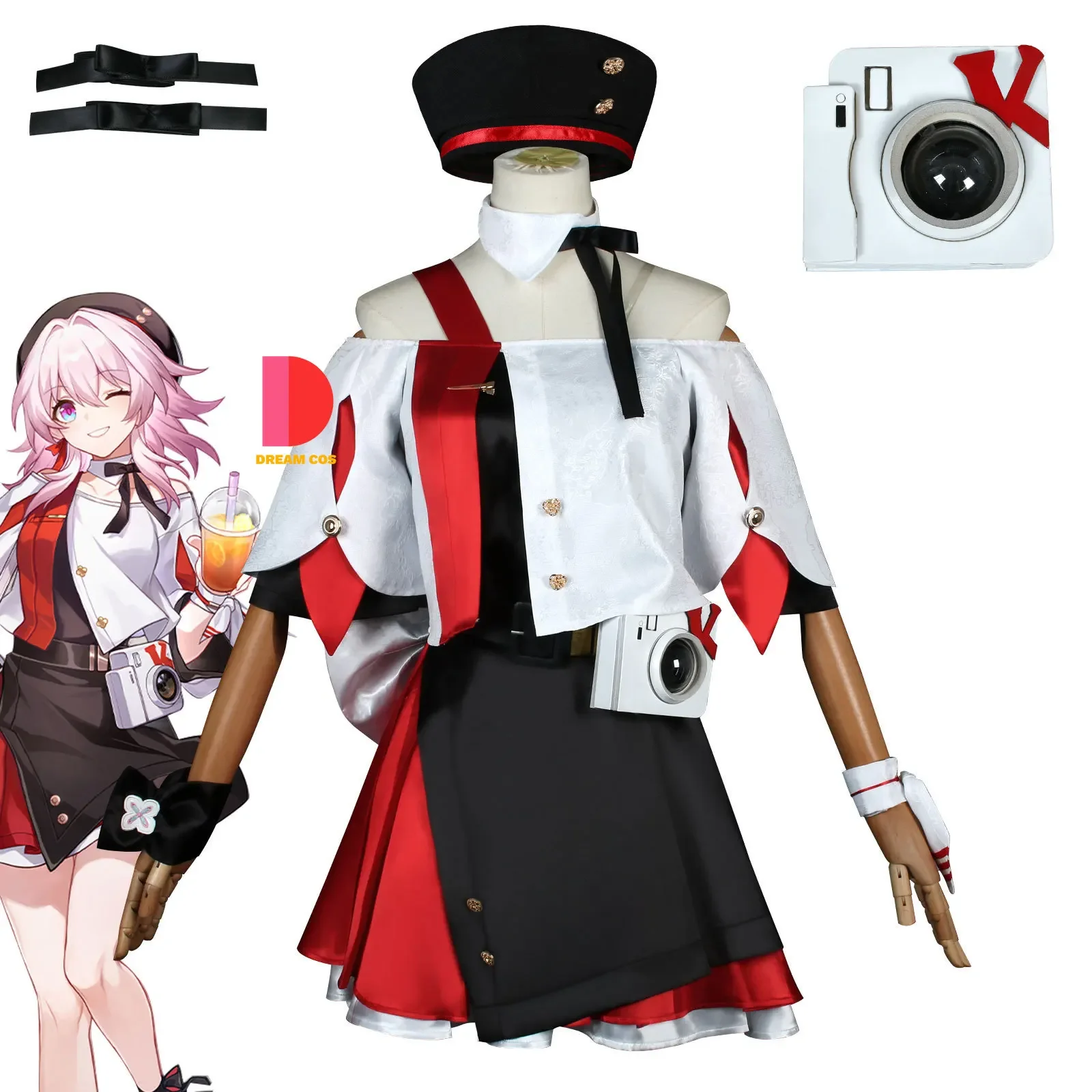 

Honkai Star Rail March 7th KFC Co-Branding Cosplay Costume Carnival Uniform Wig Anime Halloween Costumes for Men Game Outfit