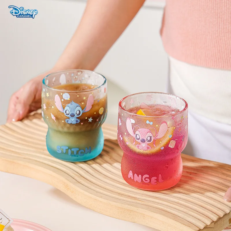 Disney Stitch glass couple cup set cartoon cup personality high value cup souvenir coffee mug  wine glass drinking glasses